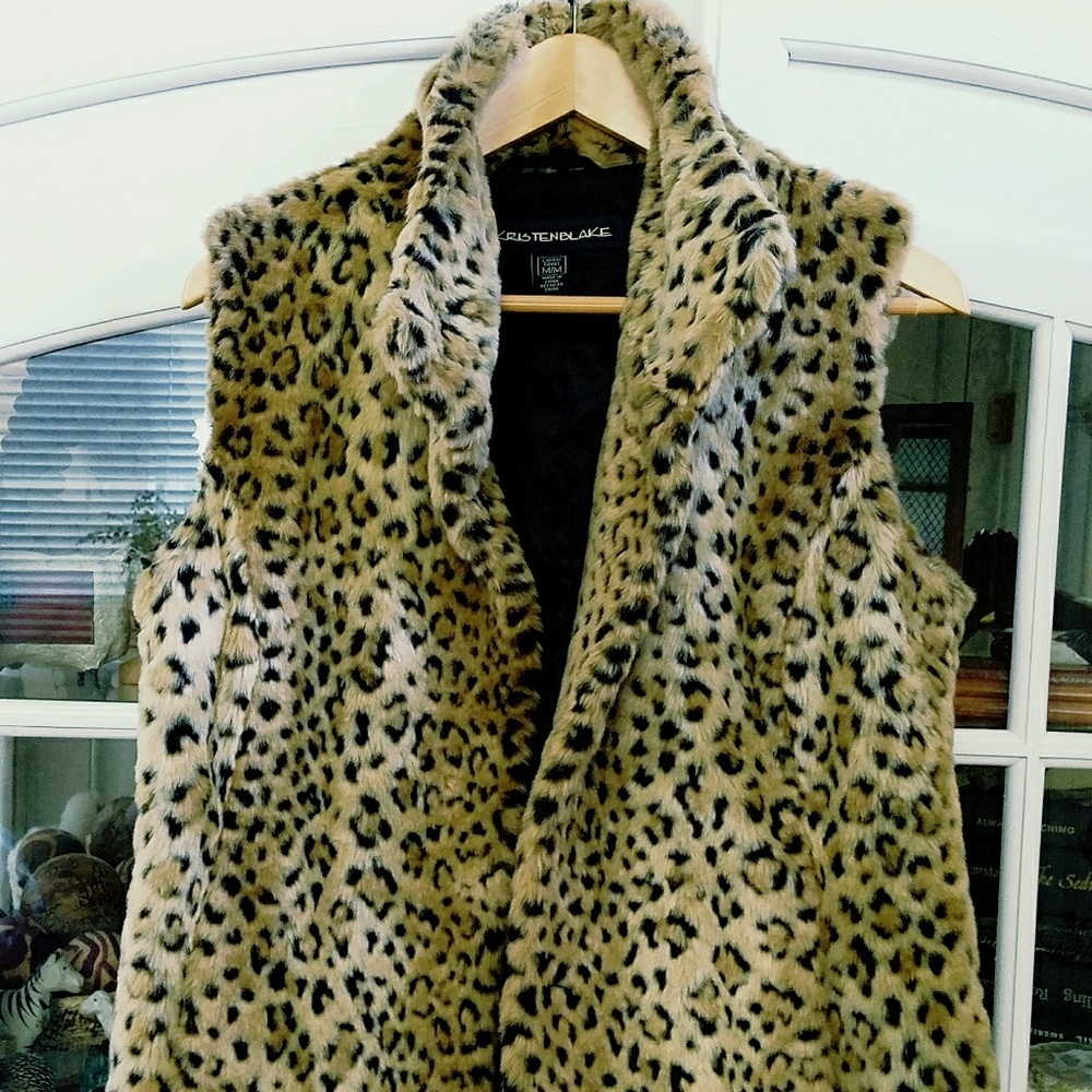 Faux Fur Leopard vest by Kristen Blake